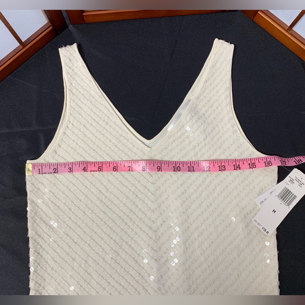 NWT Jones New York Women’s Beige Sequin V-Neck Sleeveless Top Size:Medium - Picture 5 of 6